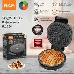 RAFF - Wafflera RAF R2224 1000W Antiadherente Doble Calentamiento Placas en Forma de Corazón