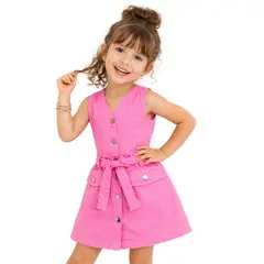 DANUS - Vestido manga cero chaleco drill niña