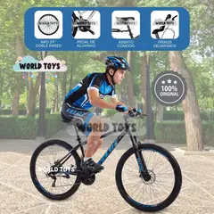 VELOX - Bicicleta Montañera Deportiva Aro 29 «Roma MTB II» Black & Blue