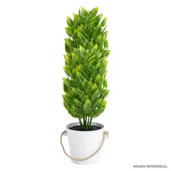 INSPIRA MARKET - Planta Artificial Hojas Verdes con macetero decorativo