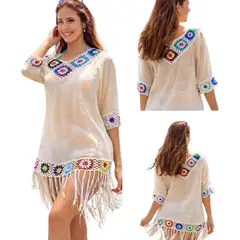 GENERICO - Salida de playa con tejido y tela acabado elegante