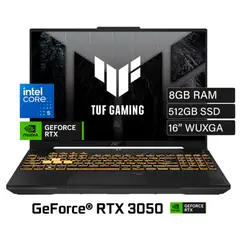 ASUS - LAPTOP TUF GAMIG INTEL CORE 5 210H FX607V ( 90NR0MZ6-M000P0 ) RAM 8GB DDR4 - SSD 512GB - 16" WUXGA - RTX 3050 6GB - FREE 0S
