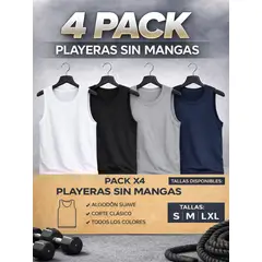 ENKI - Pack x4 Polos Manga Cero Hombre Algodón Slim Fit Blanco Negro Gris Azul Marino