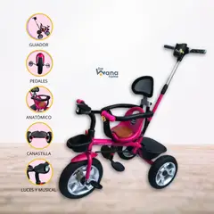 DOUX BEBE - Triciclo Guiador para Niños «RUOTA» Pink
