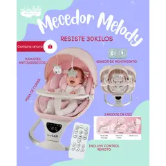 BABY - Silla mecedora para bebé MELODY color ROSADO