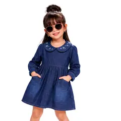 DANUS - VESTIDO manga larga cuello bebe denim niña