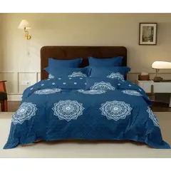 GOLDSUN - CUBRECAMA 5 PIEZA TELA CON TELA ACOLCHADO 2 PLAZAS PREMIUN