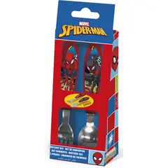 MARVEL - SET DE 2 CUBIERTOS METALICOS (CUCHARA Y TENEDOR) SPIDERMAN