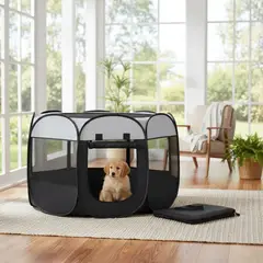 GENERICO - CORRAL PORTATIL DE TELA PARA MASCOTA XXL - GRIS