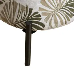 GENERICO - Puff Primavera Redondo Jacquard Botánico con Patas Metálicas