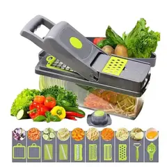 GENERICO - Cortador Verduras 14 En 1 Con Recipiente y Accesorios Cocina Pro