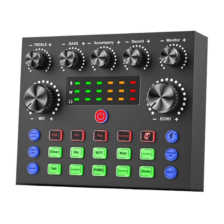 Tarjeta de Sonido para Streaming y Grabación con Efectos Bluetooth y Micrófono para Celular y PC