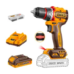 INGCO TOOLS - Taladro Atornillador 20v Brushless 55nm Con Bat/carg Ingco Naranja Claro 50 / 60hz