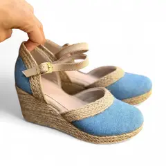 GENERICO - Alpargata Mujer Casual Yute Cuña 7 2086L-50 Color Celeste