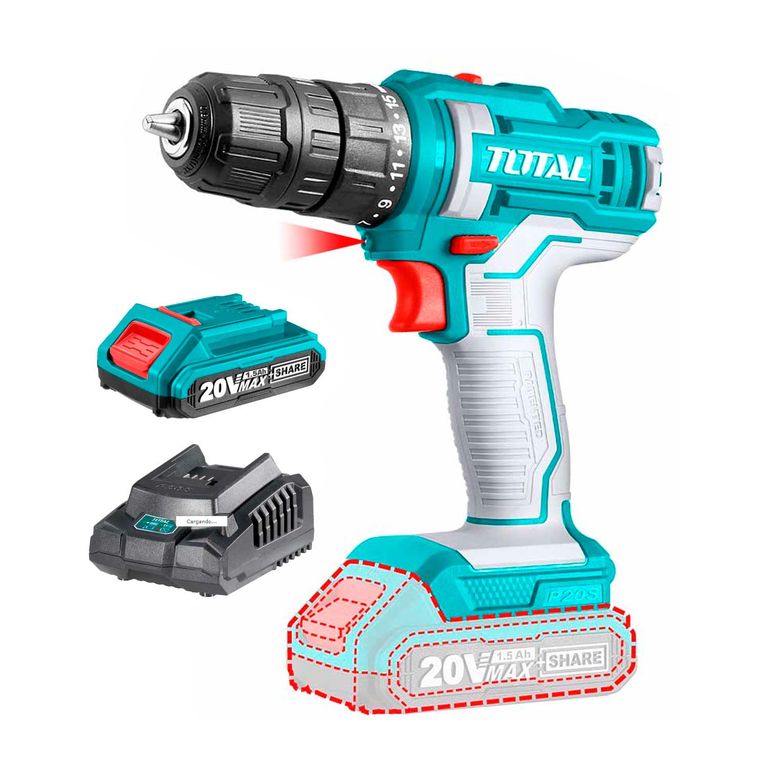 Taladro Inalámbrico 20v Total Tdli20051 + 1 Bat Turquesa
