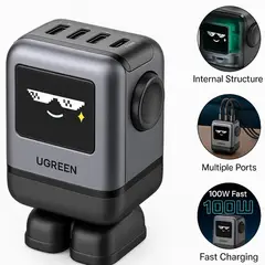 UGREEN - Cargador Gan Fast 100w Usb-c Con Pantalla X688 Negro