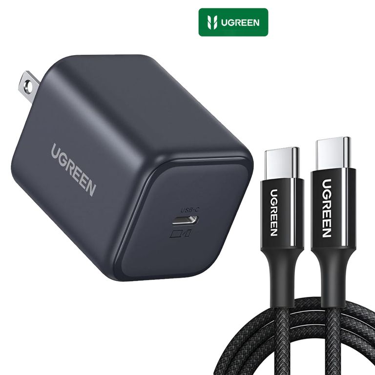 Adaptador 45w Gan iPhone 16 Pro Max + Cable Braided C a C 2M
