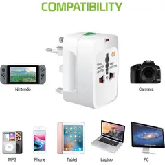 OEM - Adaptador de Corriente Universal Portátil en Todo el Mundo Todo en UNO Internacional de Viaje