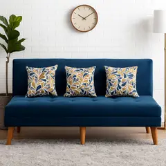 ARTSOFA - Banqueta Tres Cuerpos Toscana Azul Acero Antifluido + Cojines Aleatorios