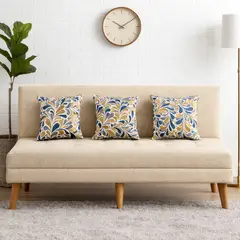 ARTSOFA - Banqueta Tres Cuerpos Toscana Beige Antifluido + Cojines Aleatorios