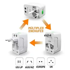 OEM - Adaptador de Enchufe Internacional Universal Europa USA y Más Todo en Uno Viajero