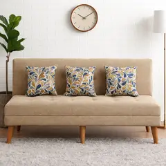 ARTSOFA - Banqueta Tres Cuerpos Toscana Beige Oscuro Antifluido + Cojines Aleatorios