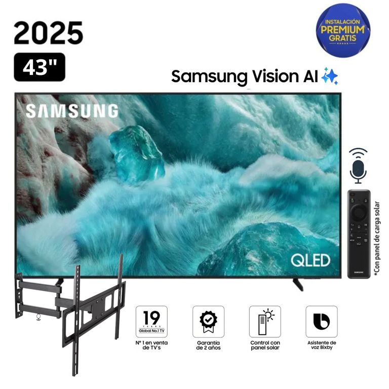 Televisor QLED 43 Visión AI Smart TV QN43Q7FAAGXPE + Rack Giratorio