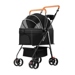 GENERICO - Coche 3 EN 1 para Mascotas Desmontable y Plegable – Transporte Seguro y Cómodo - NEGRO