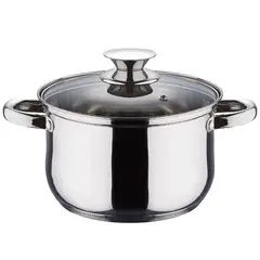 GENERICO - Olla Acero Inoxidable 5.8 L 24 Cm Con Tapa Vidrio Fondo Difusor