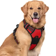 IMPORTADO MC - Arnés ajustable para perro talla XL sin tirones con doble clip reflectante con asa color rojo