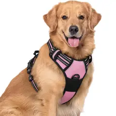 IMPORTADO MC - Arnés ajustable para perro talla XL sin tirones con doble clip reflectante con asa color rosado
