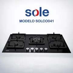 SOLE - ENCIMERA VIDRIO TEMPLADO A GAS 86CM 5H SOLCO041