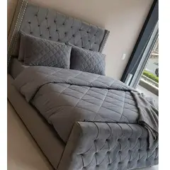 GENERICO - CAMA BOX TARIMA DECO GRIS 2 PLAZAS