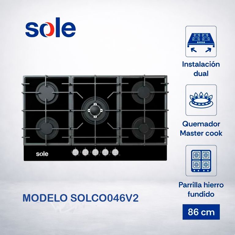 Cocina Empotrable 5 Hornillas 86 cm SOLCO046V2