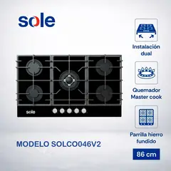 SOLE - Cocina Empotrable 5 Hornillas 86 cm SOLCO046V2