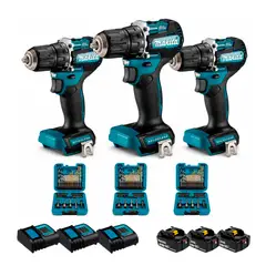 MAKITA - Taladro Percutor 12 DHP487SF 18V Brushless + Brocas