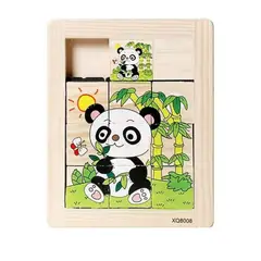 GENERICO - Rompecabeza Panda Didáctico en Forma de Cubo con 9 Piezas