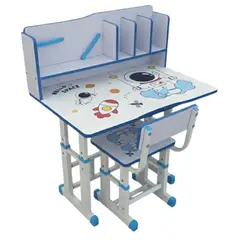 GENERICO - Escritorio Infantil para Niños y Niñas Silla + Repisa Diseño Astronauta Compartimientos