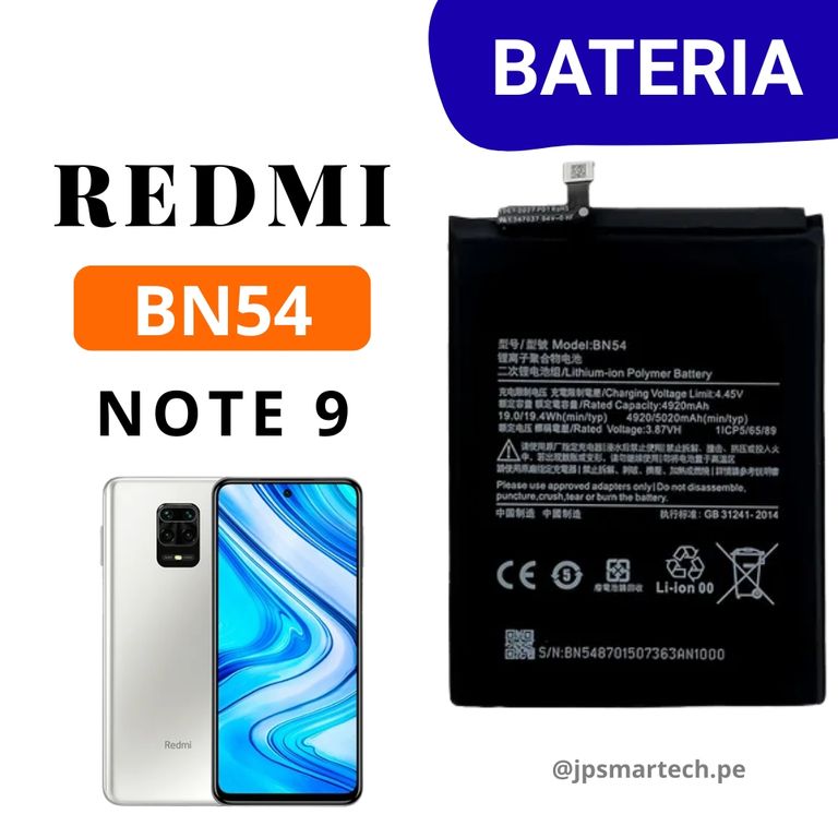 BATERIA PARA REDMI NOTE 9 TORIGINAL - NUEVO