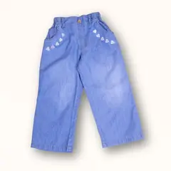 DANUS - Pantalón palazo elasticado con bordado corazon demin niña