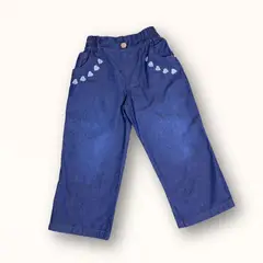 DANUS - Pantalón palazo elasticado con bordado corazon demin niña