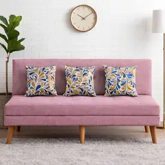 ARTSOFA - Banqueta Tres Cuerpos Toscana Rosa Antifluido + Cojines Aleatorios