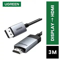 UGREEN - Cable DisplayPort A HDMI Unidireccional Video 4K@60Hz 3 Metros Para TV Proyector