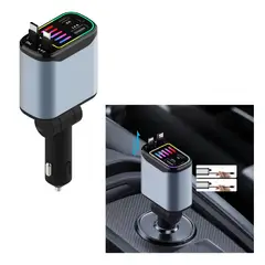 JET - Cargador Auto Retráctil 4 en 1 USB-C USB-A iOS Rápido