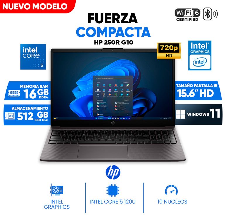 Notebook 250R G10, INTEL CORE 5 120U, 16 GB DDR4, 512GB SSD, 15.6 LCD LED HD SVA