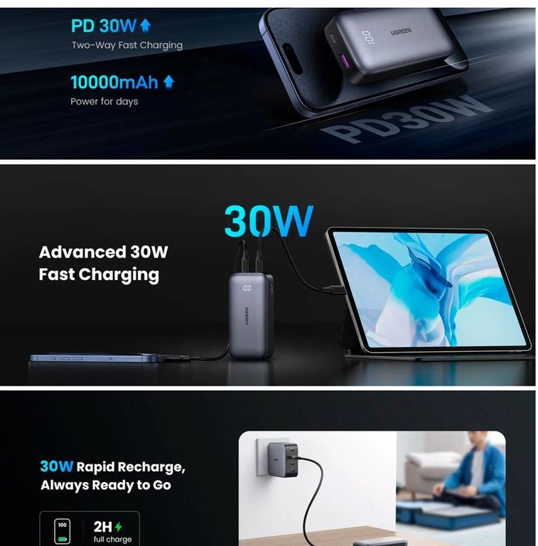 Power Bank PB502 10000mAh 30W Carga Rápida 30W USB-C