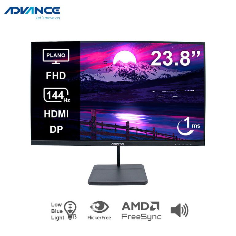 Monitor plano ADV-2454S 238 FHD IPS 144Hz 1ms HDMI DP