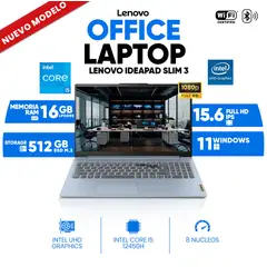 LENOVO - Laptop IdeaPad Slim 3, Core i5-12450H, 16GB LPDDR5, 512 GB SSD M.2, 15.6 FULL HD IPS