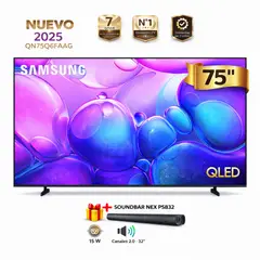 SAMSUNG - Televisor 75" Qled QN75Q6FAAGXPE 4k UHD Tizen 2025 + Soundbar Nex