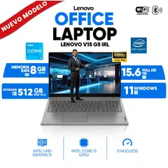 LENOVO - Laptop V15 G5 IRL, Core i3-1315U, 8GB DDR5, 512 GB SSD M.2, 15.6 FULL HD TN